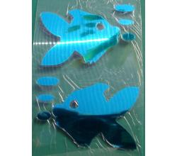 2 Buegelpailletten  Fische spiegel blau